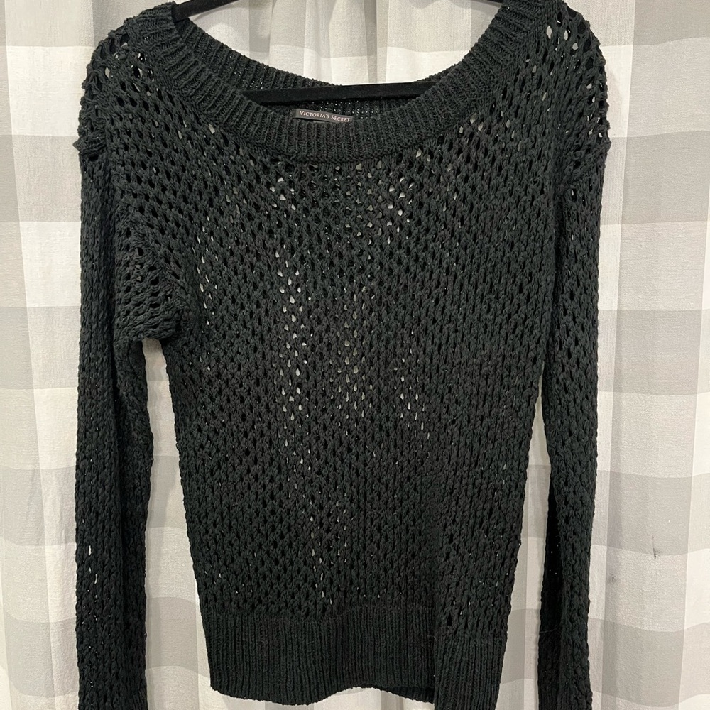 Victoria's Secret Black Open-Knit Sweater